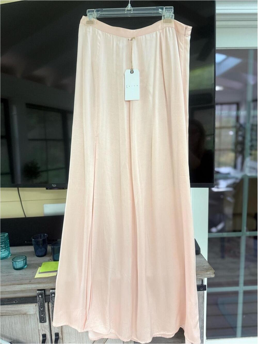 NWT Leith Light Pink Satin Maxi Skirt - Large